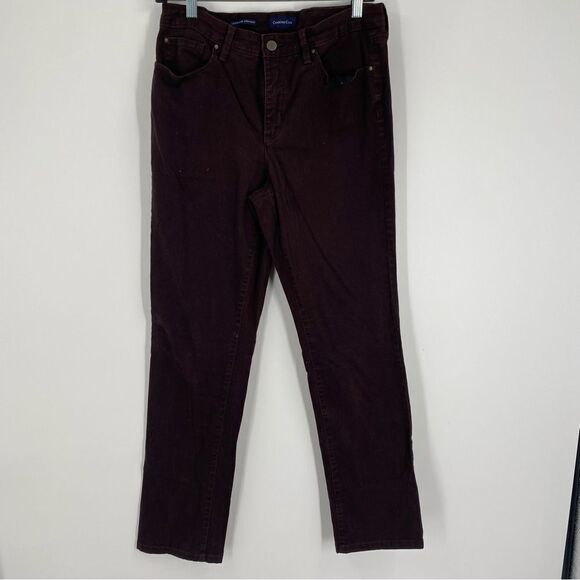 Charter Club Women’s Lexington Straight Burgundy Chino Pants size 10 - Picture 1 of 3